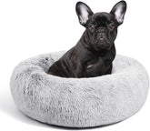 Grey Fluffy Dog and Cat Calming Cushion Bed